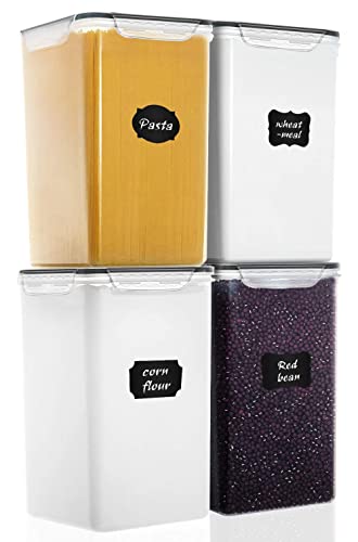 M MCIRCO Extra Large 4 Pack, 6.5L/7qt/220oz Tall Food Storage Containers | Plastic Airtight Kitchen Pantry Storage Containers for Flour, Sugar, Airtight, BPA Free, Food Grade Material - size: 6.5L