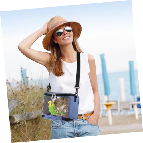VANZACK Transparent Parrot Carrier Cross Body Pouch Portable Outdoor Bird Cage with Zippered Closure and Adjustable Shoulder Strap for Travel Camping Hiking