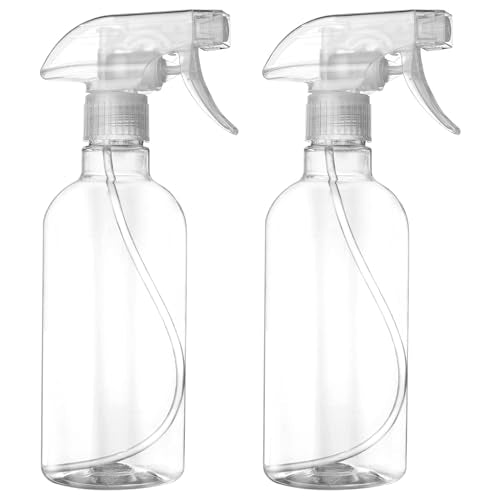 DIYSELF 2 Pack Spray Bottles for Cleaning 16.9 oz/500 ml Empty Spray Bottle | Heavy Duty Plastic Spray Bottles with Nozzle for Screen Printing Hair Pets, Clear Squirt Mist Spray Bottle for Plants - color: Clear, size: 2-Pack