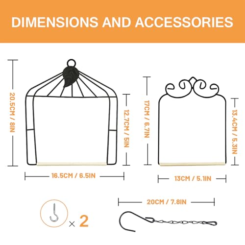 Hummingbird Feeders Bird Swing Metal Frame for Finch Hummingbird Perch Wild Bird Swing with Wooden Dowel Outdoor Bird Perch Rust Resistant 2 Pack - size: 2PK