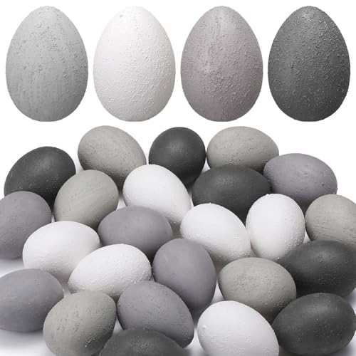 Gejoy 24 Pcs Easter Speckled Eggs Textured Plastic Eggs Neutral Easter Decor Pastel Fake Chicken Eggs Easter Bowl Basket Vase Fillers Rustic Spring Easter Decor for Home Table Egg Hunts (Earthy Tones) - style: Earthy Tones