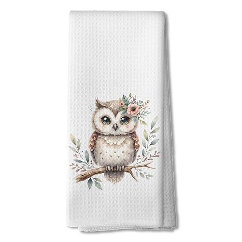 Cute Owl Floral Kitchen Towels, Owl Lover Gifts Dish Tea Towels for Kitchen Decor,Cute Owls Decorative Dish Tea Towels, 16x24 Inch - color: 11color