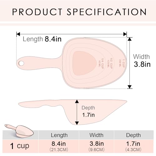 Melamine Pet Food Measuring Scoop, 1 Cup 1/2 Cup 1/4 Cup with Clear Measurement Lines for Dog, Cat, Bird, and Rabbit, Durable, Ergonomic Handle, Dishwasher safe-Orange & Baby Blue - color: Orange, Baby Blue