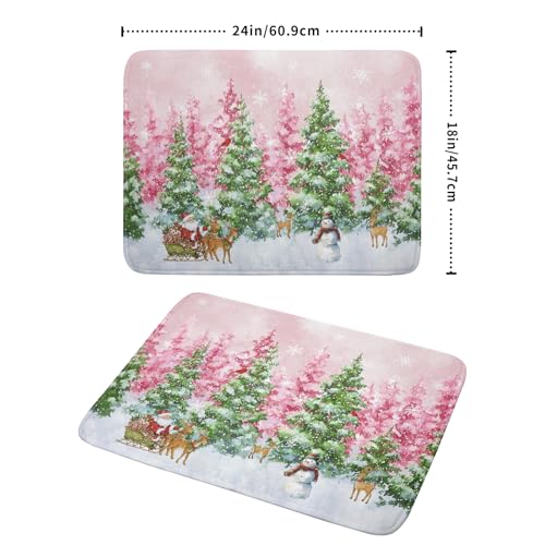 Winter Dish Drying Mats for Kitchen Counter Watercolor Forest Decoration Coffee Mat for Holiday Decor - color: Winter Forest Colorful, size: 24" x 18"