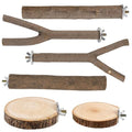8 PCS Bird Perch Set | Natural Birch Wood, Straight & Forked Perches with Platforms, For Parakeets, Cockatiels, Conures, Lovebirds, Cage Accessories