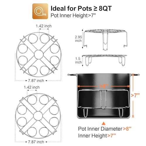 Egg Steamer Rack for Instant Pot - 2-Pack Stainless Steel Trivet | Stackable Racks to Hold 18 Eggs, For Pressure Cookers, Hard-Boiled & Deviled Eggs, Steaming, Meal Prep & Kitchen Use - color: Silver-2 Pack
