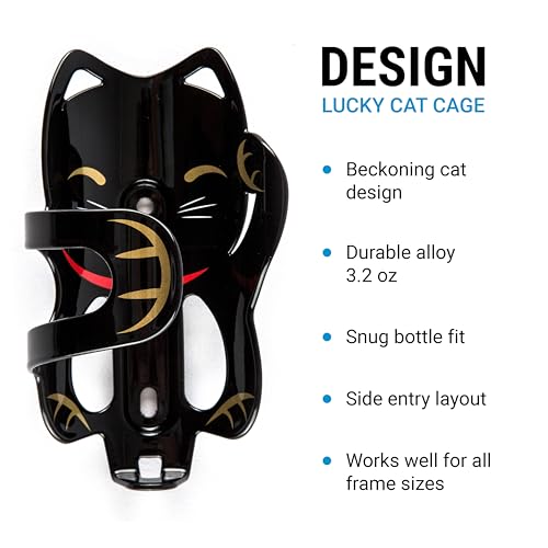 Portland Design Works Water Bottle Cage - Lightweight Water Bottle Holder for Bikes, Lucky Cat Cage, Black - style: Lucky Cat Cage - Black