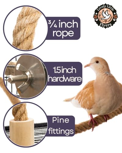 Bird Rope Perch for Parrots, Bendable Natural Jute Boing with Pine Wood and Stainless Steel Mount, Cotton Alternative, Cage Accessory for Parrots (Brown, 2 feet) - size: 2 feet