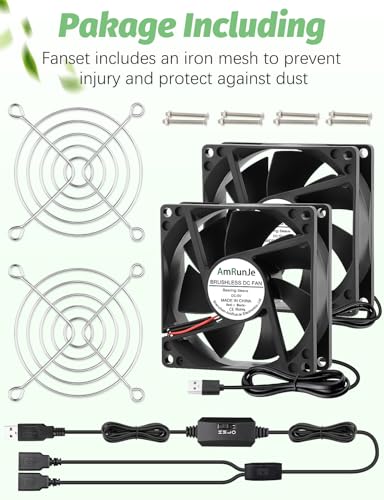 80mm USB Fan 2 Packs, 5V Small Computer Case Fan with Speed Control | 80mm x 25mm USB Cooling Fan, Brushless Motor, Big Airflow, for CPU Xbox PlayStation Router Entertainment Cabinet 3D Printer - style: 80mm x2