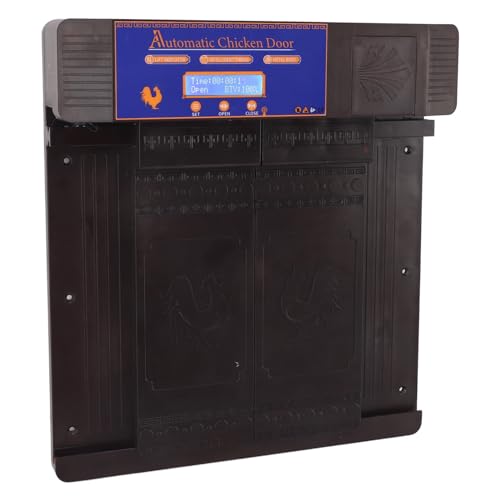 Automatic Chicken Coop Door Opener, Intelligent Double Open with Timer LED Display Solar Powered, with Anti Pinch Function, for Chickens Ducks Geese Poultry (Dark Brown) - color: Dark Brown