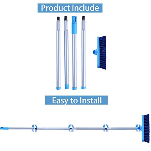 YONILL Deck Scrub Brush with Long Handle for Indoor and Outdoor Cleaning | Stiff Bristle Scrubbing Brush, 50" Adjustable Handle, Floor Scrubber Brush for Bathroom, Shower, Tile Floors, Garage, Patio