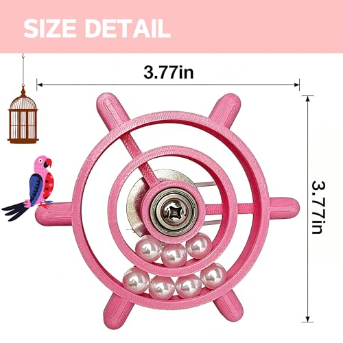 Spinning Bird-Toys Bird Cage Toys & Bird Perch Parrot-Parakeet Budgie Cockatiel Conure Macaw Chicken Parrot Enrichment Cage Accessories Small Animal Chewing Toy (Rosy Spinner) - color: Rosy Spinner
