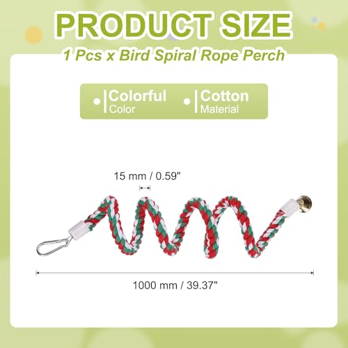 Bird Rope Perch Swing, Rope Perch Standing Pole Accessory Climbing Swing Paw Grinding 39 Inch, (Colorful) Intended for Parrot/Parakeet/Budgies/Cockatiels/Lovebirds - color: Colorful, size: 39 Inch