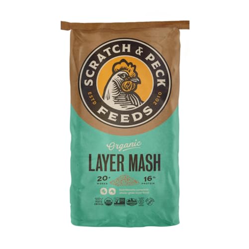 Scratch and Peck Feeds | Layer Mash for Chickens & Ducks | 25 lb Bag | 16% Protein, Corn & Soy Free, Fermentable Whole Grains, Certified Organic & Non-GMO Project Verified, Complete Nutrition - size: 25 Pound (Pack of 1), style: Layer Feed