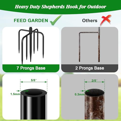 Sheperds Hooks for Outdoor Bird Feeder Pole 76 Inch Adjustable Tall Heavy Duty Shepherds Hooks for Hanging Plant Baskets, Solar Lights, Wedding Decor, Lanterns, Black (2 Pack) - size: 76 Inch