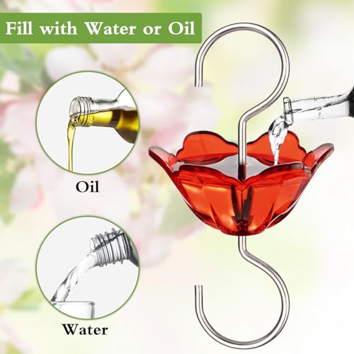 Ant Moat for Hummingbird Feeder, Hanging Ant Guard for Outdoors, Red | 5oz Ant Guard, Large Capacity, Flower Shape, Attractive Garden Decor, 2 Pack, Birthday Gifts for Women Men Mom Dad