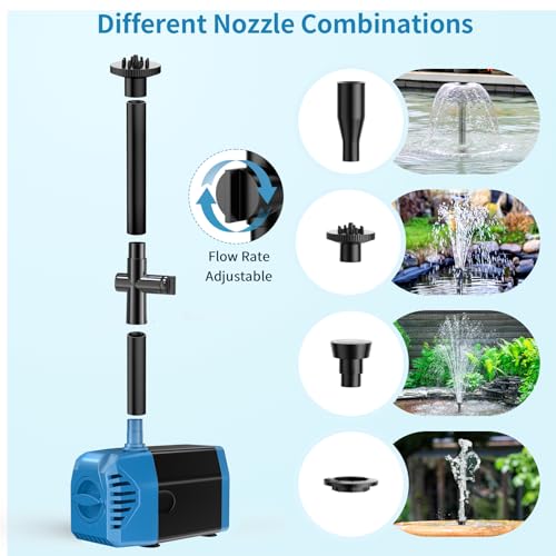 Antfraer Solar Fountain Pump 12W, Solar Water Pump 160GPH Flow Adjustable, Solar Pond Pump with 16.5Ft Cord & PVC Tubing for Pond Small Pond Garden Waterfall Backyard Hydroponics Water Features - size: 12W