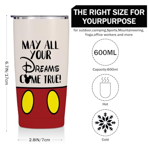 Jztco Magic Cartoon Mouse Inspired Straight Skinny 20 oz Tumbler | Mouse Themed Gifts for Women Girls Friend Bestie Water Bottle Coffee Mug Insulated Tumblers Thermal Cup for Vacation Trip - color: Multi 1304
