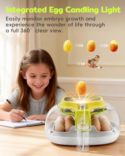 Incubators for Hatching Eggs, 16 Eggs Incubator with Auto Water Refill, Automatic Turner, Digital Temperature Control & Humidity Display and Led Candler, Poultry Hatcher for Chicken, Duck, Quail