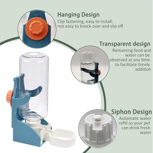 Automatic Bird Feeder for Cage No Mess Bird Feeder Water Dispenser Set | Acrylic Parrot Food Container Drinker Cage Accessories for Parakeet Canary Finch Cockatiel Lovebirds - color: Green + Blue