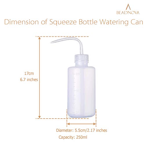 BEADNOVA Squeeze Plant Watering Bottle 250ml 8oz Small Wash Bottle Squeeze Plastic Watering Can for Indoor Plants Succulents (1pc) - color: 250ml