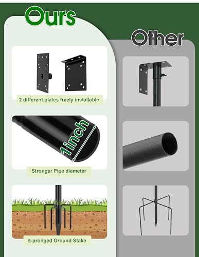 Bird House Pole, 1 Pack 76 Inch Metal Bird Feeder Pole for Outdoor, with 5-Prong Heavy Duty Base for Birdhouse Mounting, Weather Station - size: 76 inch