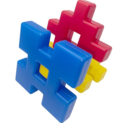 by M&M 1012 Pk3 Large Block Connectors - Brightly Colored Connecting Large Smooth Plastic Bird Foot Toys, Interesting Chunky Shapes, Versatile in Uses, Assorted Shapes and Colors
