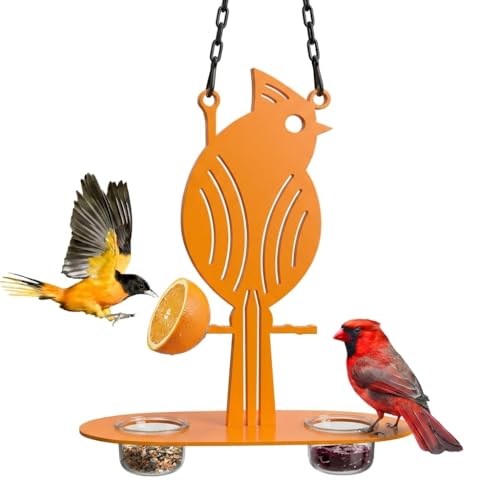 Hanging Oriole Bird Feeder (2026) with Clear PP Bowl, Perch, and Attachment Prongs for Clementines, Mandarins, and Oranges Outdoor Decor for Garden Backyard Patio and Deck
