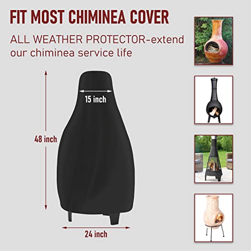 Chiminea Cover Outdoor Waterproof Chiminea Fire Pit Cover Heavy Duty Durable Chimineas Protection Cover with Drawstring (Black, 24D x 48H in) - color: Black, size: 24D x 48H in