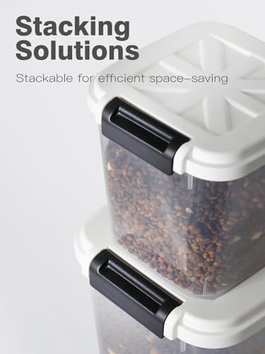 6 lb Airtight Dog Food Storage Container with Scoop, White | Airtight snap-lock lid, clear BPA-free body, and measuring cup keep dry dog or cat food, treats, cereal, and grain organized. - color: 5KG-White