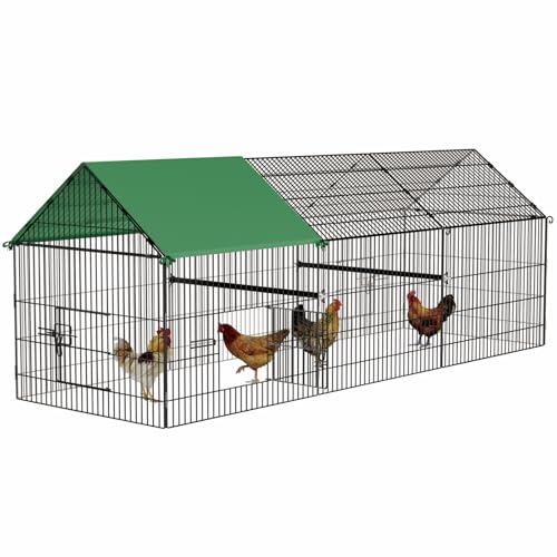 STILLCOVE Large Chicken Coop Run Outdoor: 130" × 40" Duck Pen with Cover | Rust-Resistant Design, Metal Poultry Cage Pet Playpen for Rabbit, Bunny, Cat, Kitten, Dog, Doggy, Duck, Hen, Quail, Goose
