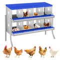 Garvee Chicken Nesting Box, 8 Compartments Nesting Box for Chickens, Galvanized Steel Chicken Laying Box for Easy Egg Collection, Wall Mounting - color: Blue | 8 Compartments+legs