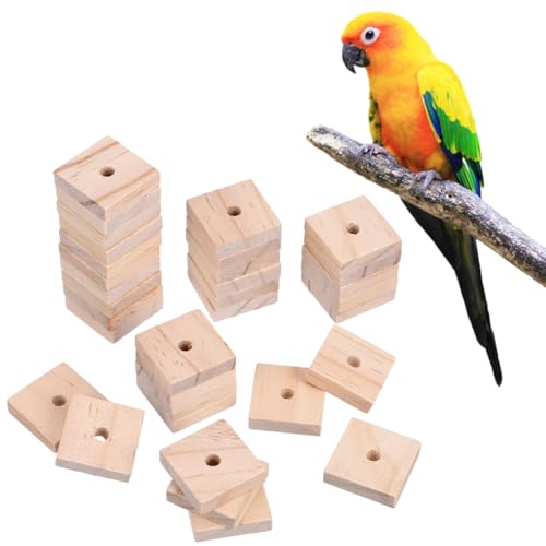 Yardwe Parrot Chewing Blocks 100Pcs Balsa Wood Bird Chew Toy Set with Hanging Holes Bird Toys Making Supplies for Cage Enrichment Beak Trimming DIY Craft for Parakeet Cockatiel Macaw