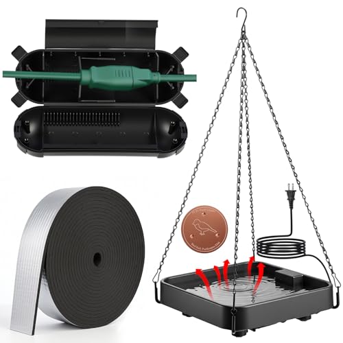 4 Pack Heated Bird Bath for Winter Outdoors, 75w Hanging Birdbath with Birdbath Copper Disk Pipe Insulation Tape Extension Cord Cover, Bird Feeder for Winter Outdoor Garden Yard Patio Lawn(Classic) - style: Classic