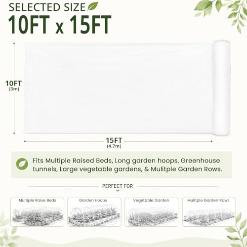 10Ft x 15FT Garden Netting, Fine Mesh Insect Netting for Plant Protection | Mosquito Bug Bird Animal Pest Barrier Netting for Garden Row Cover Raised Bed Greenhouse Vegetable Fruit Flower Tree Shrub - size: 10Ft x 15Ft