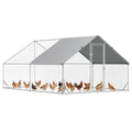PawHut Large Chicken Coop w/Waterproof Anti-UV Cover 9.8' x 13.1' x 6.6' | Metal Chicken Run, Spire Shaped Walk In Fence Cage Hen House, Outdoor Yard Farm Use, 1" Tube Diameter - size: 9.8' x 13.1' x 6.6'