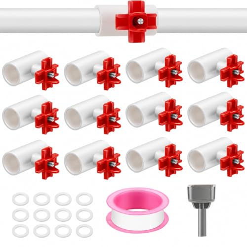 EEEKit Chicken Nipple Waterer Kit: 12 Pack Horizontal Automatic Poultry Side Mount Drinker 1/2 Inch PVC Tee Fittings DIY Chicken Duck Quail Watering System