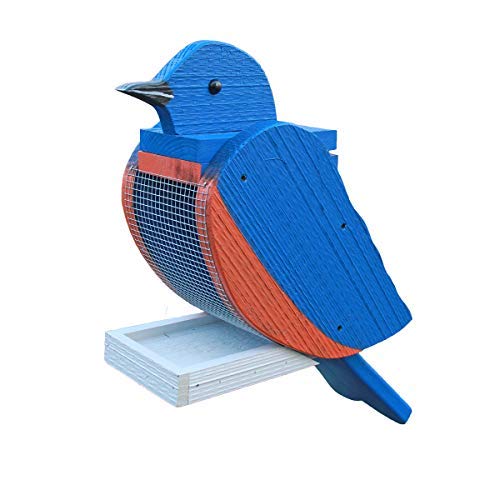 Peaceful Classics Bluebird Bird Feeder, Wooden, Hanging, Easy Refill Top, Seed, Fruit, Nectar - color: Bluebird