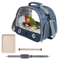 Small Bird Travel Carrier Cage Portable Bird Parrot Parakeet Cockatiel Travel Carrier Bag Lightweight Birds Backpack with Standing Perch and Stainless Tray for Vet Visit Side Access Window - color: dark blue