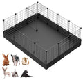 LANGXUN 16pcs Small Animal Playpen with Waterproof Mat, Pet Playpen, Rabbit Guinea Pig Cages, Puppy Kitten Playpen | Indoor & Outdoor Portable Metal Wire Yard Fence 13"x13" - style: 16 Metal Panels & Mat(13'' x 13")