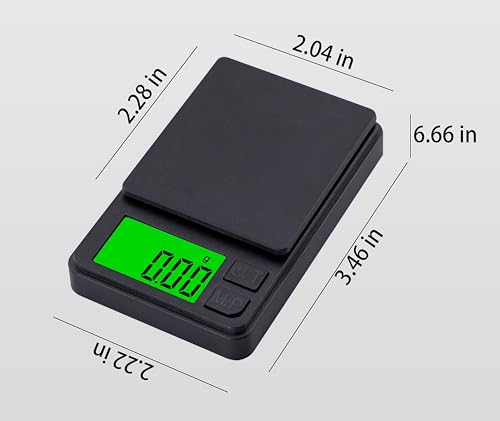 Digital Pocket Scale 1000g x 0.01g Weigh Gram Scale, Mini Scale, Digital Grams Scale, Food Scale, Jewelry Scale, Kitchen Scale with Backlit LCD, 7 Units Tare, Battery Included, Black