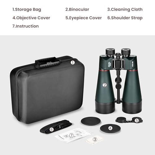 ESSLNB 30x80 Astronomy Binoculars Giant for Adults, Waterproof Outdoor Binoculars for Travel Stargazing Bird Watching Hunting with Built-in Tripod Adapter and Carrying Bag (Black) - color: Black