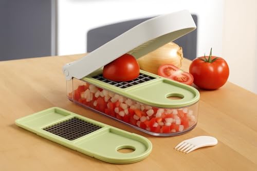 Vidalia Chop Wizard Vegetable Chopper – Original As Seen On TV Food Dicer with 2 Stainless Steel Blades, Large 2-Cup Container, Cleaning Tool, Dishwasher Safe Onion & Vegetable and Fruit Cutter | Original As Seen On TV, 2 Stainless Steel Blades, Large 2-C