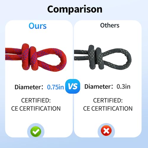 100Ft 3/4 Inch Climbing Rope, Heavy Duty Arborist Rope(Red) - size: 3/4in-100ft-Red