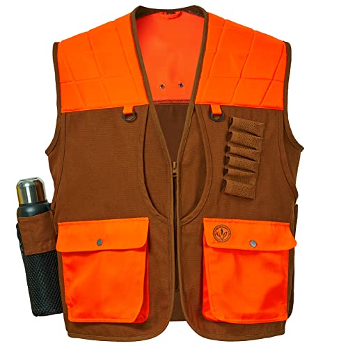 BASSDASH Upland Game Field Water-Resistant Bird Hunting Vest with Multi Pockets Men Women FV11 - color: Brown/Orange, size: Large