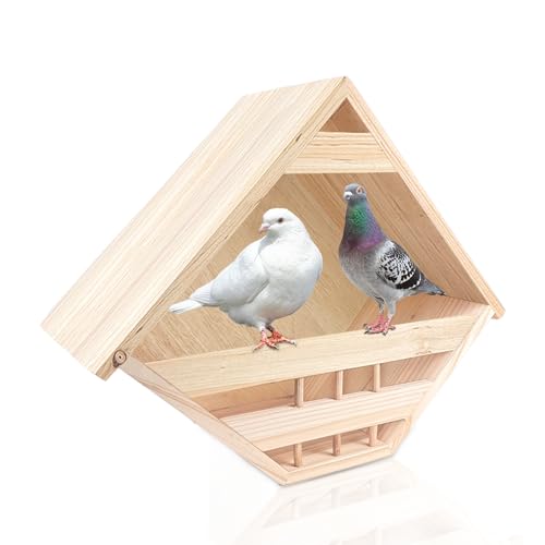 Mourning Dove Nesting Box Cedar Wooden Birdhouses Shelter | Triangular Opening Pigeon Roosting Platform for Outdoors Garden Yard Decor