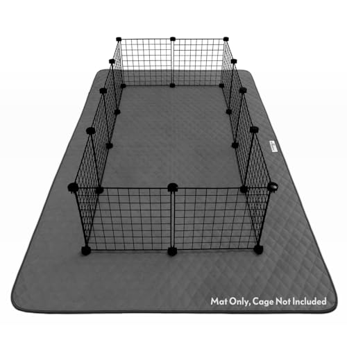 Paw Inspired 80x50 Inch Playpen Mat, Fleece Cage Liner, Dark Gray | Super Absorbent, Waterproof Non-Slip Bottom, Play Pen Pad for Dogs, Rabbits, Guinea Pigs, Hamsters, Small Animals, Pets - color: Dark Gray