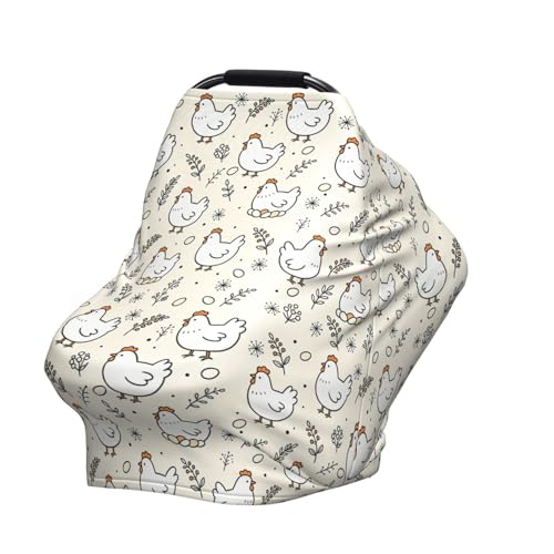 Chicken Hen Egg Baby Stuff Car Seat Cover for Baby,Mom Nursing Breastfeeding Covers,Multi-Use Car Seat Canopy Carrier Cover,Stroller Cover Newborn Shower Gift for Boys Girls - color: chicken