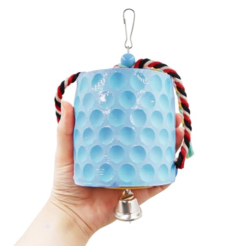 Extra Large Bird Chewing Toy, Parrot Beak Grinding Calcium Stone with Bells, Bird Cage Accessories, Cage Toys for Cockatiel Parakeet Parrot Budgies Rat Hamster Chinchilla Rabbit Bunny African Grey - color: Blue