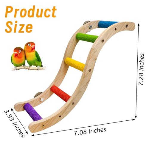 Hamiledyi Nature Wooden Bird Ladder Pet Parrots Climb Bridge Exercise Stands for Parakeet Climbing Chewing Bridge Bird Cage Accessories for Cockatiel Parakeet Lovebirds Budgie